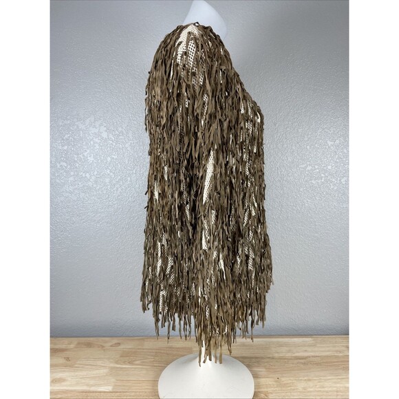 Judith Ann Creations Leather Brown Fringe Sweater Sz S Western Rodeo  Southwest - Picture 4 of 11